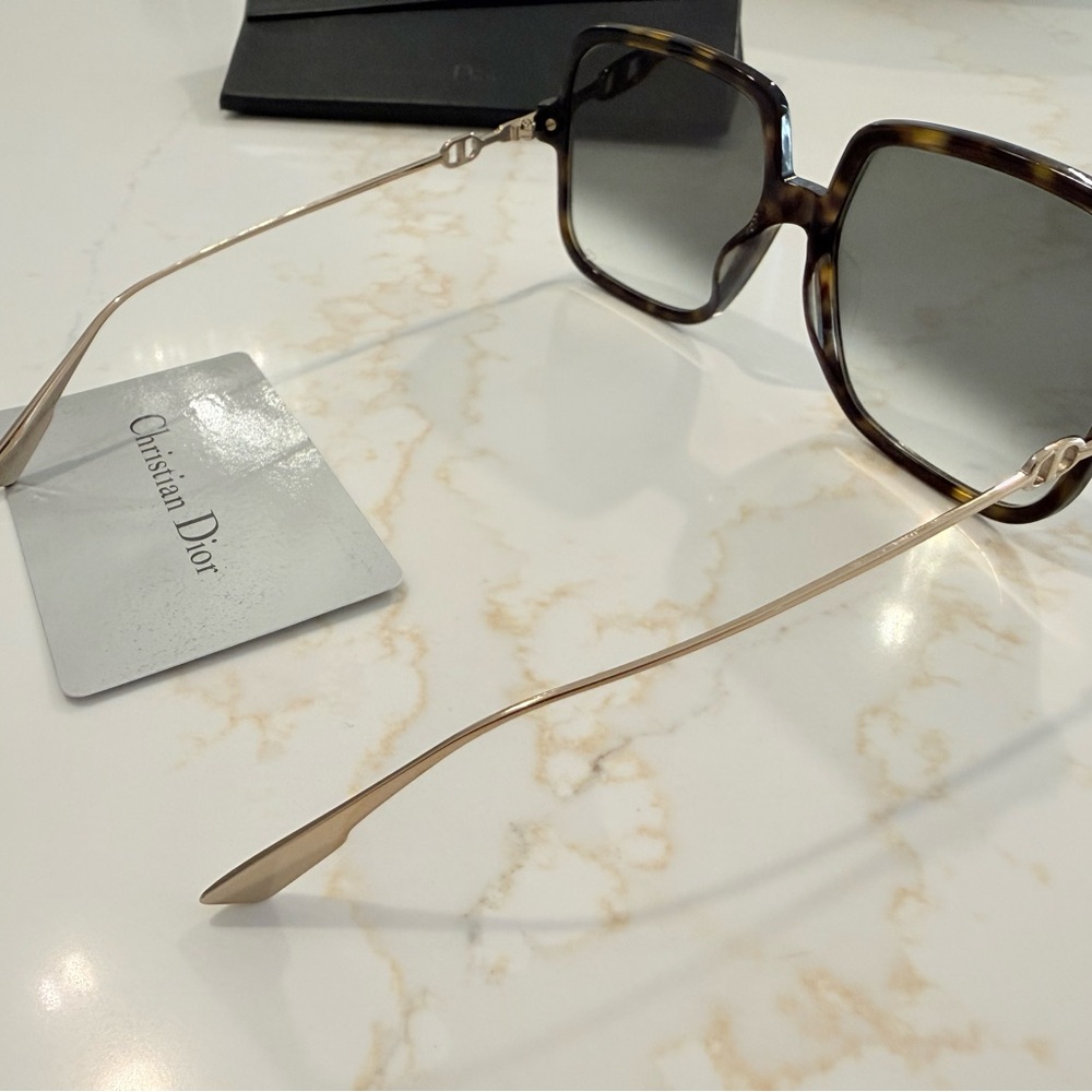 DIOR BROWN TORTOISE SQUARE SUNGLASSES - Picture 5 of 10